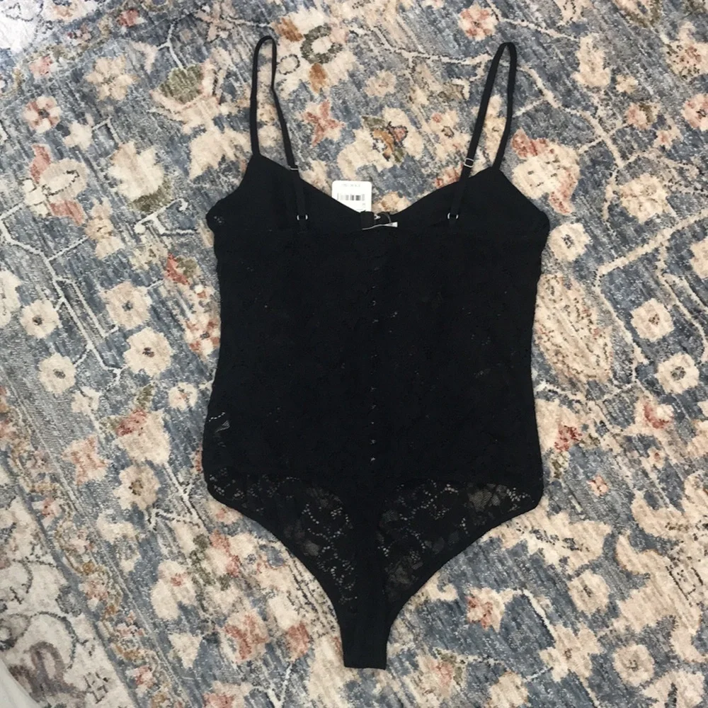 Free People Lace Night Rhythm Bodysuit in Black
